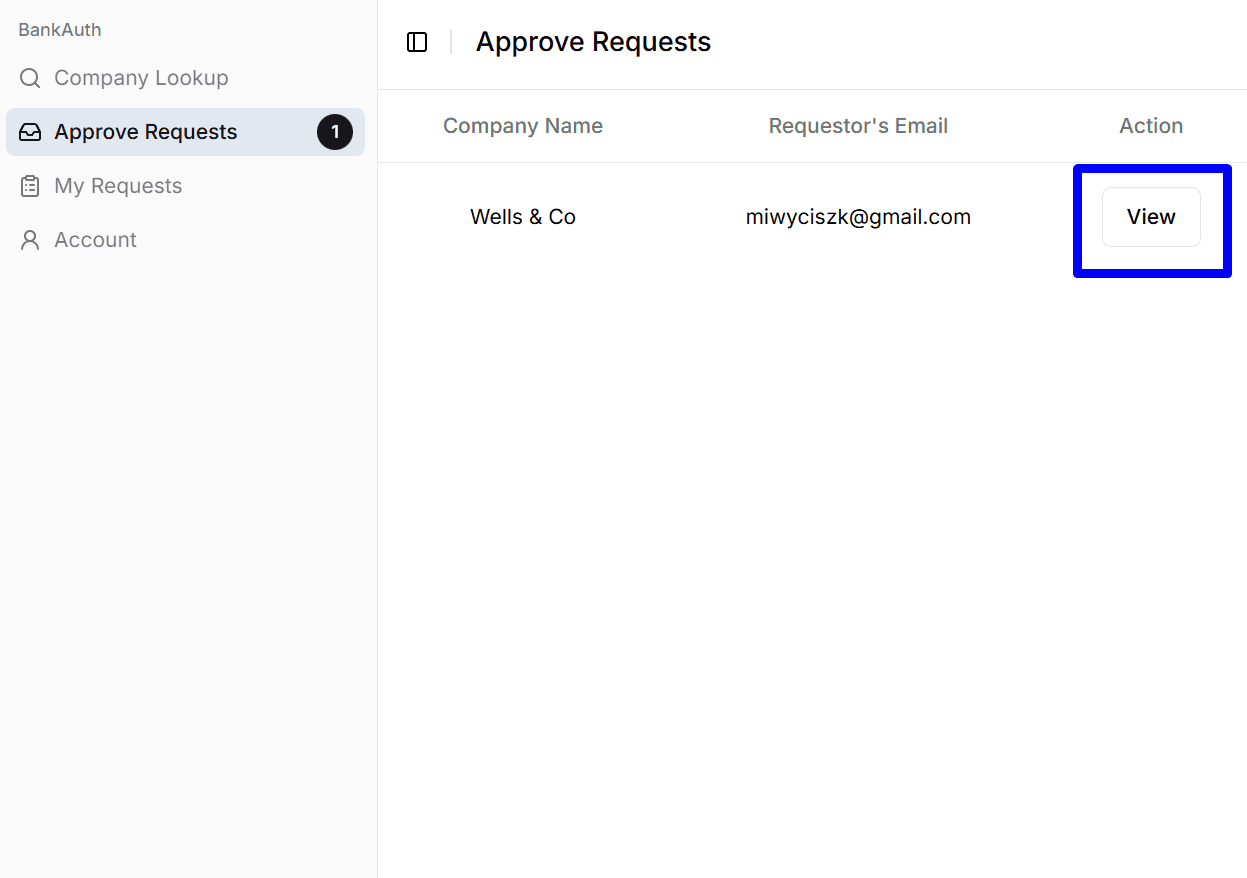 Approve Requests View Button